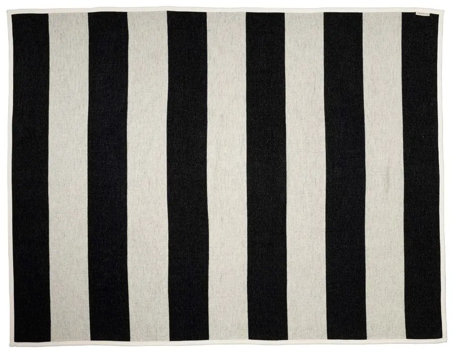 Черно-бял одеяло със смес от вълна 140x180 cm Bob Black Vanilla – Pappelina
