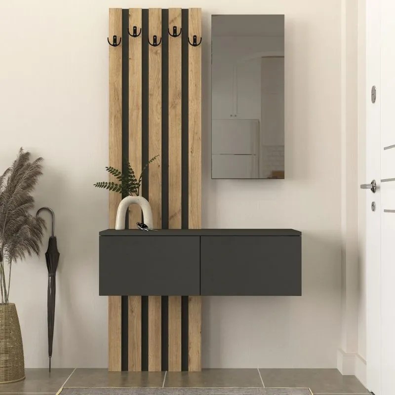 Меламинов закачалка Kanso в антрацит - цвят сепет дъб 100x35x196.7см.