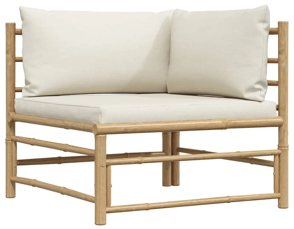 313145 vidaXL Градински ъглов диван с кремавобели възглавници