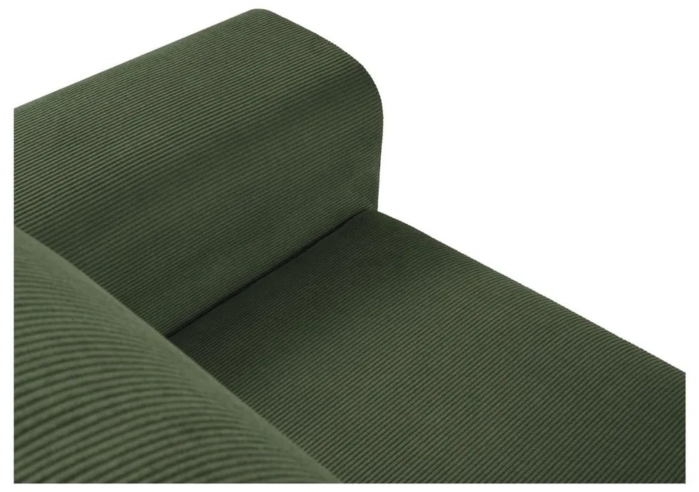 Зелен разтегателен ъглов диван с място за съхранение от рипсено кадифе (ляв ъгъл) Kyoto – Cosmopolitan Design