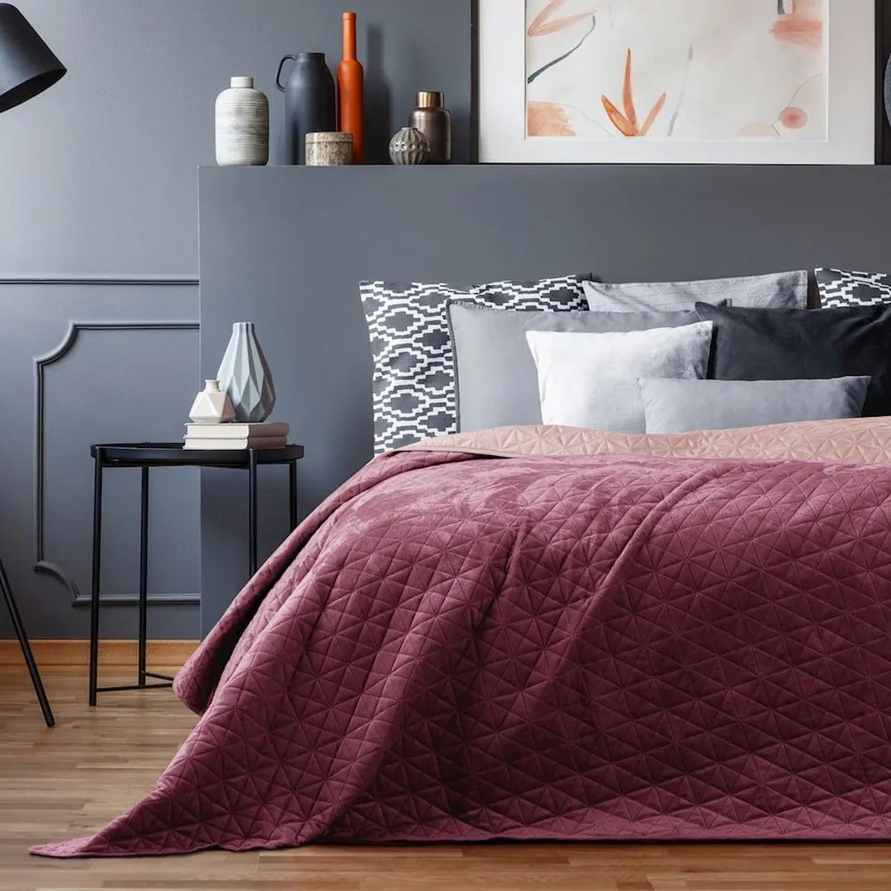Тъмнорозово капитонирано покривало за легло 220x240 cm Laila – AmeliaHome