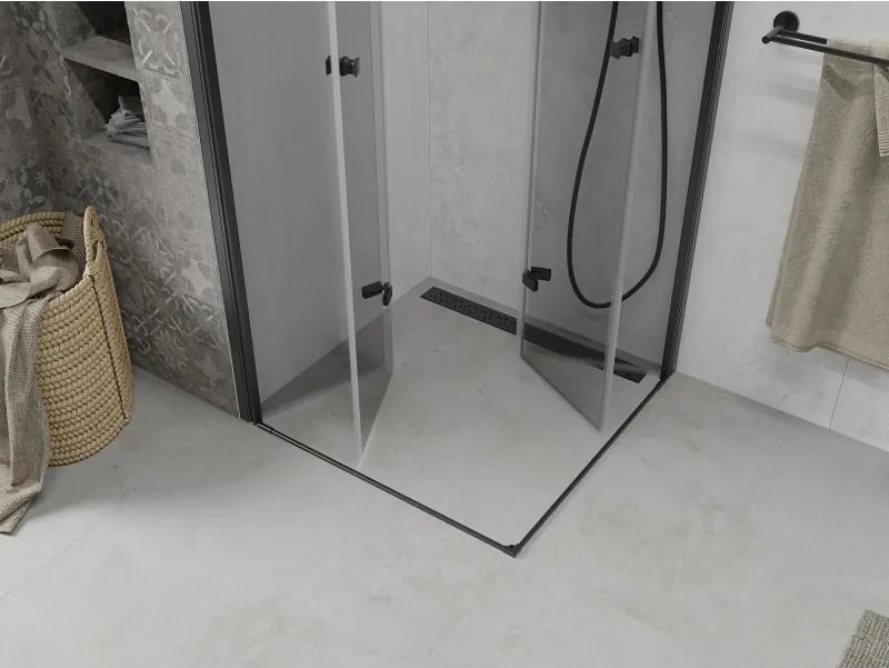 Mexen Lima Дуо сгъваемa душ кабина 80 x 80 см, прозрачна, черна - 856-080-080-70-00-02