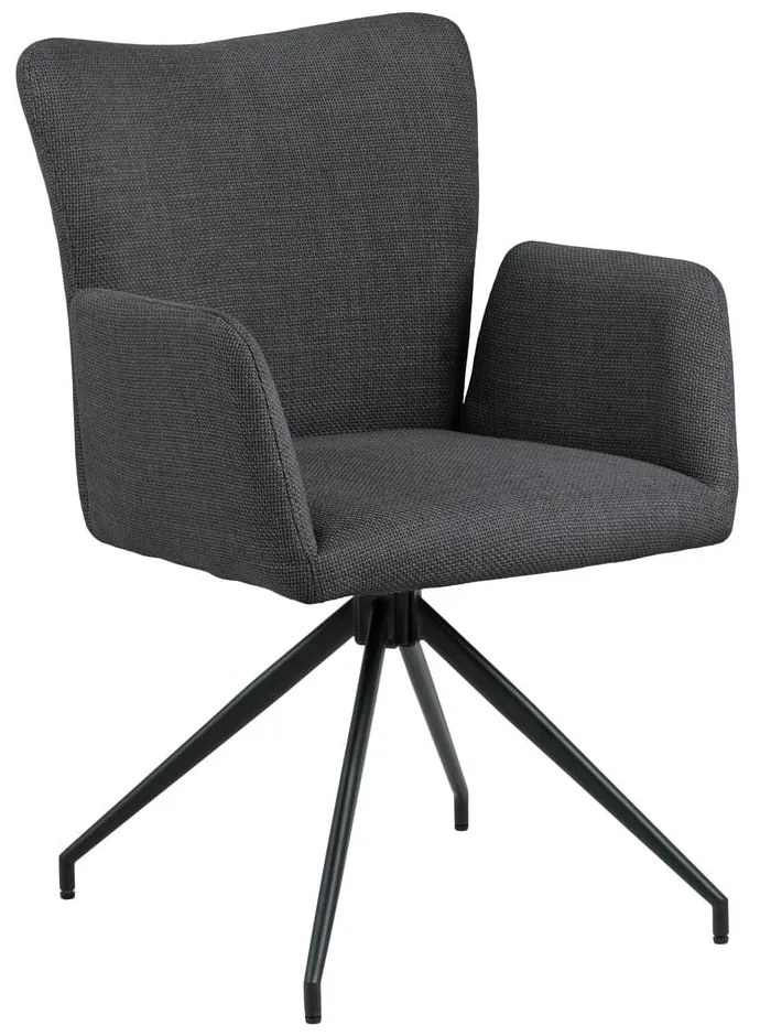 Тъмносиви тапицирани трапезни столове в комплект с подлакътници 2 бр. Laura – Actona