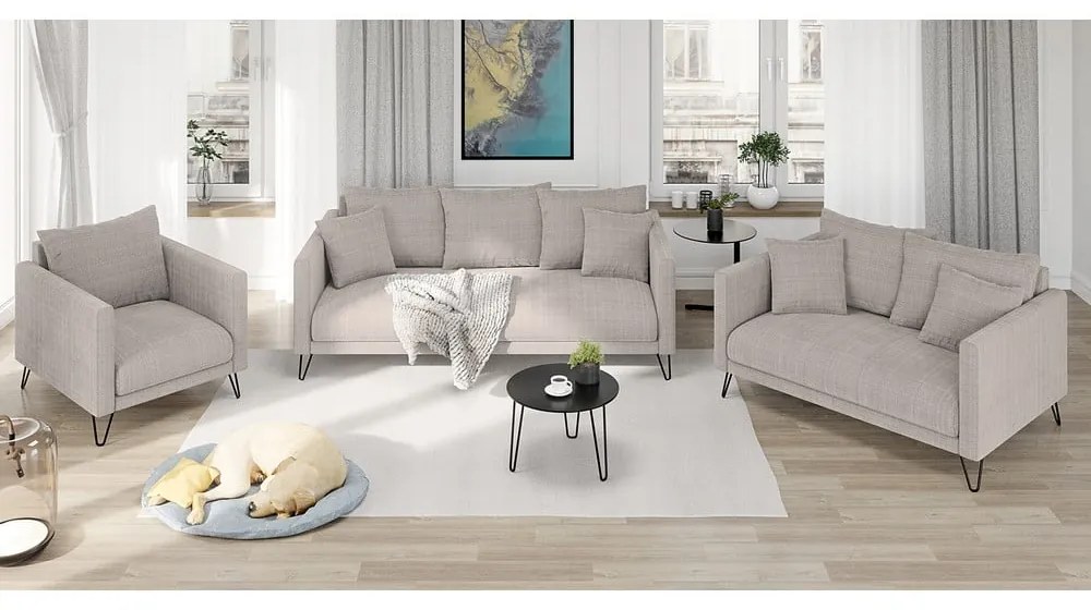 Светлокафяв шенилов диван 200 cm Freya – Ropez