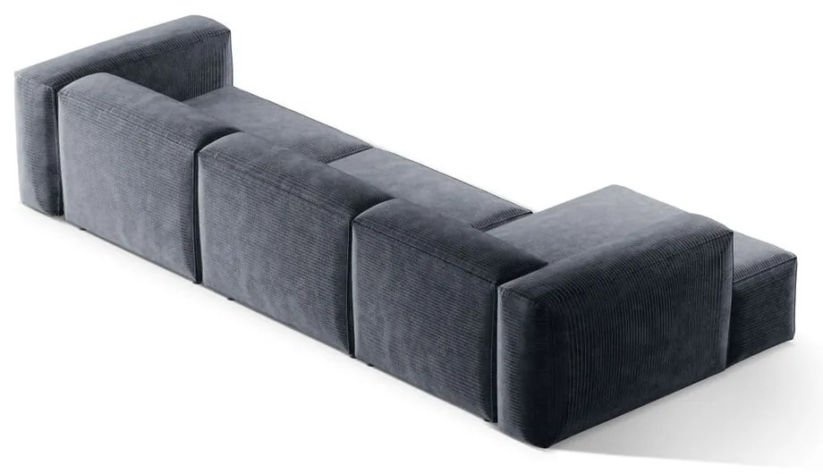 Сиво-син ъглов диван от рипсено кадифе (ляв ъгъл) Bergamo – Cosmopolitan Design