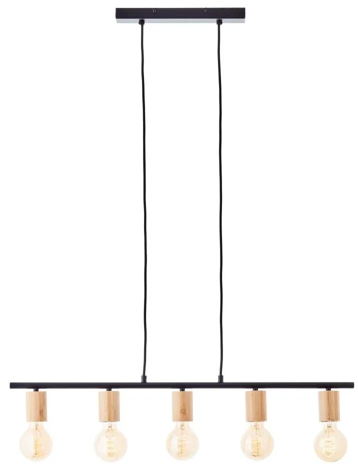 Brilliant - Полилей на кабел KERRY 5xE27/40W/230V черен/бамбук