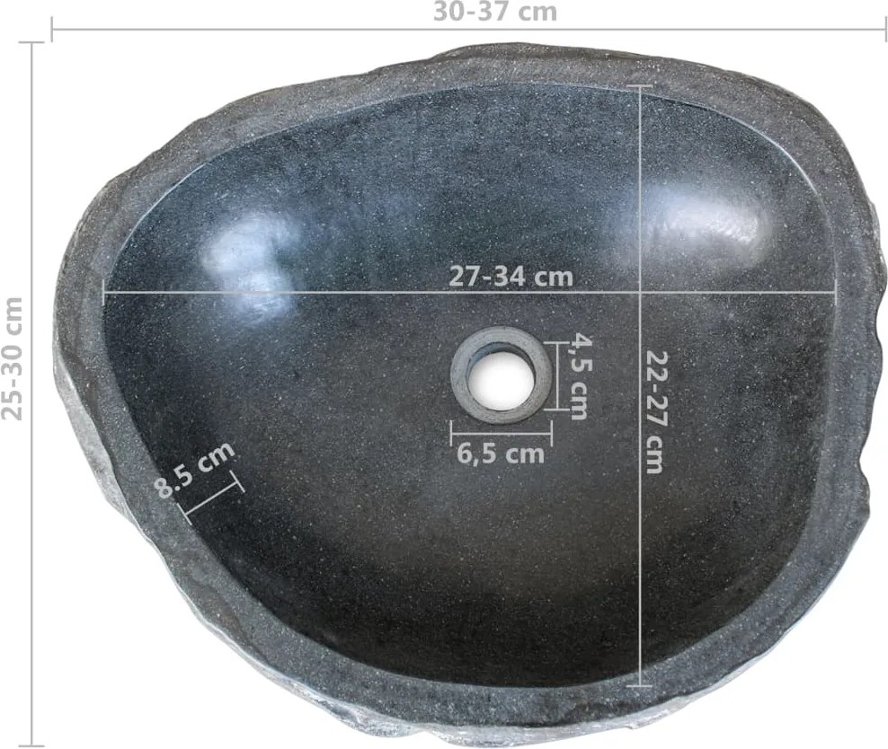 Мивка от речен камък, овална, 29-38 см