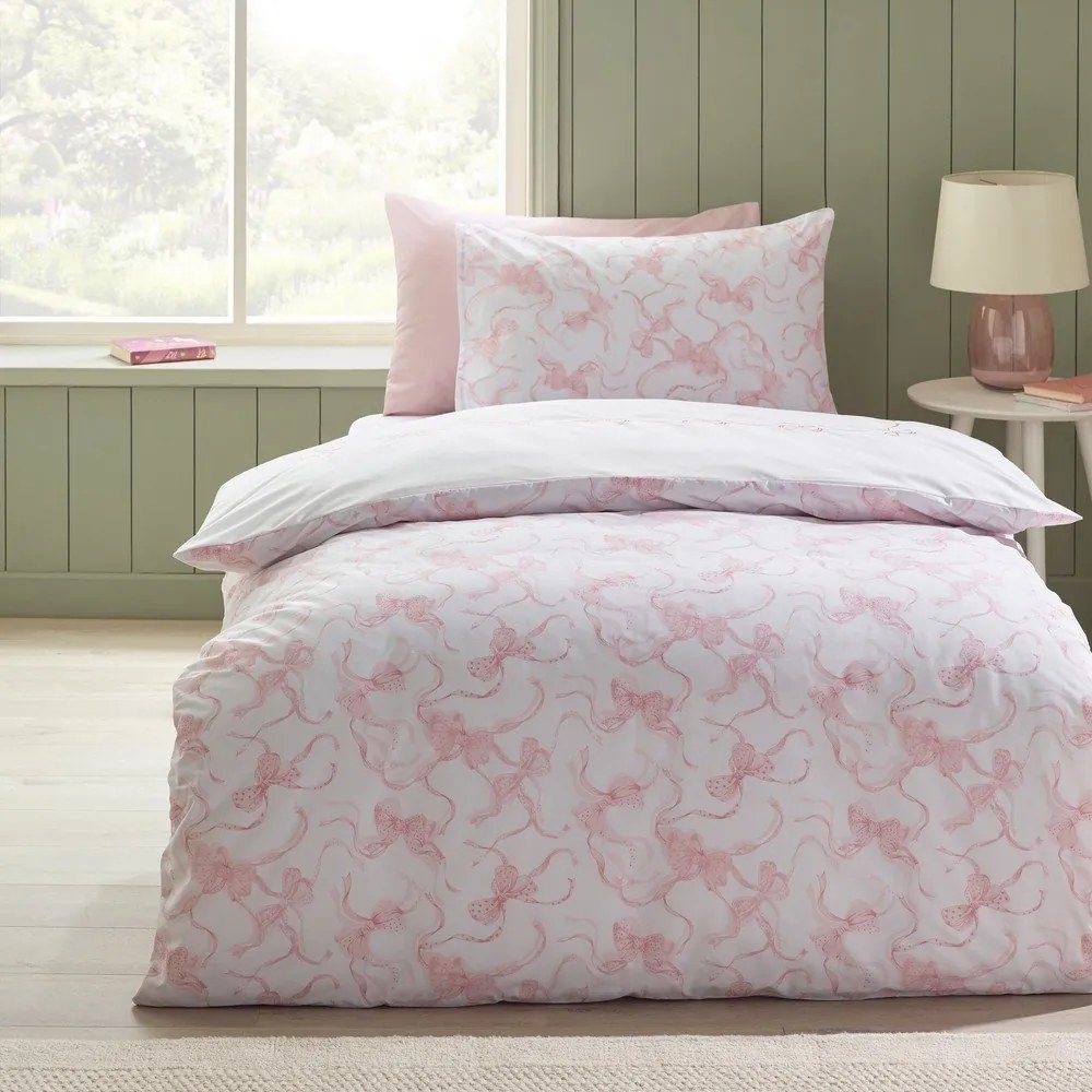 Бяло единично спално бельо 135x200 cm Bow Embroidery – Catherine Lansfield