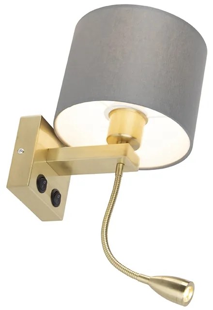 Арт Деко стенна лампа златно с сив абажур - Brescia