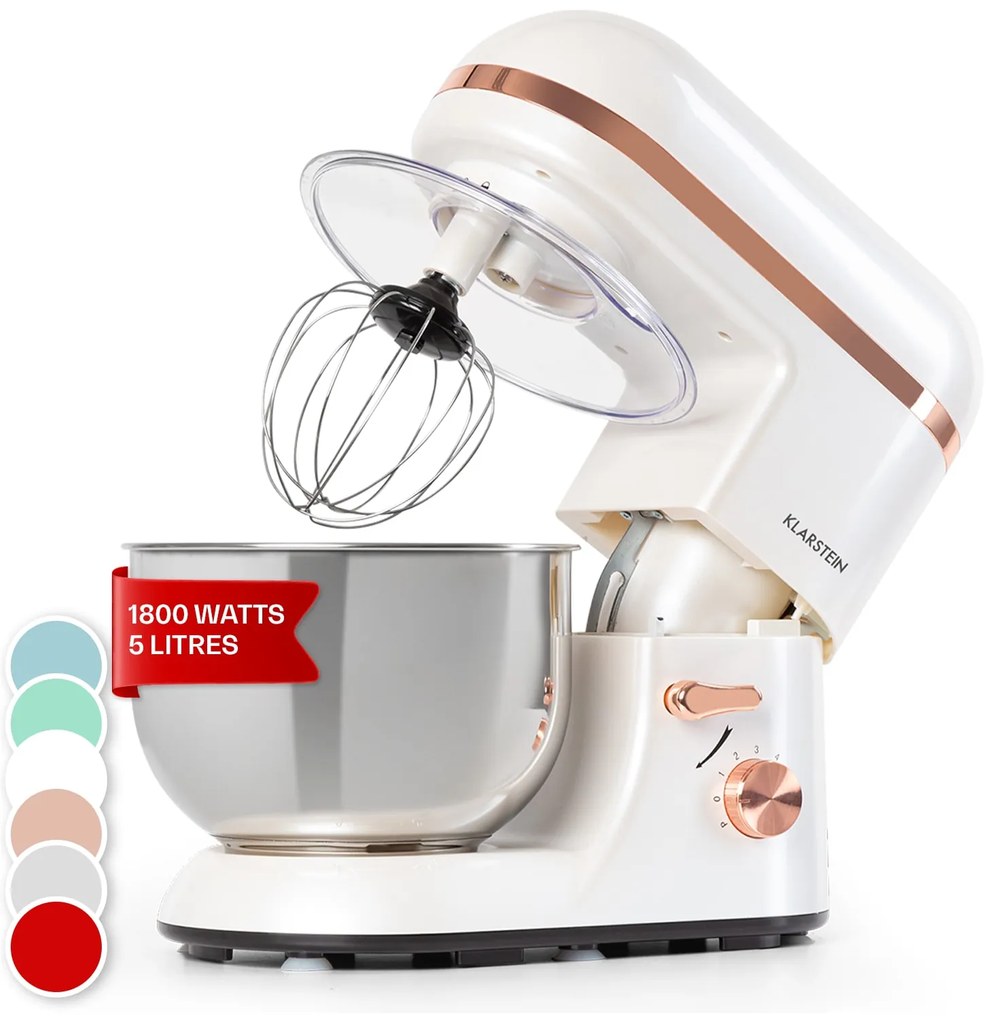 Klarstein Bella Elegance, кухненски робот, 1800 W, 1.7 к.с., 6 степени, 5 литра, бял