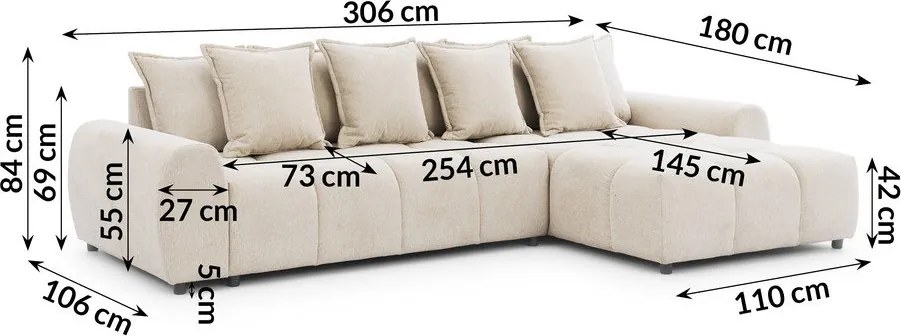 Бежов ъглов диван (десен ъгъл) Albane – Ropez