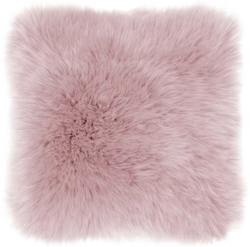 Розова възглавница от овча кожа, 45 x 45 cm - Tiseco Home Studio