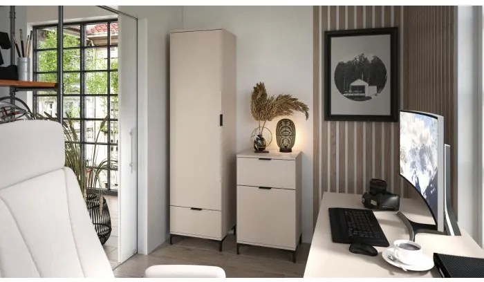 Скрин ЛАНА K-50S Бежов (Шампанско) - СТОЯЩ ШКАФ С ЧЕКМЕДЖЕ