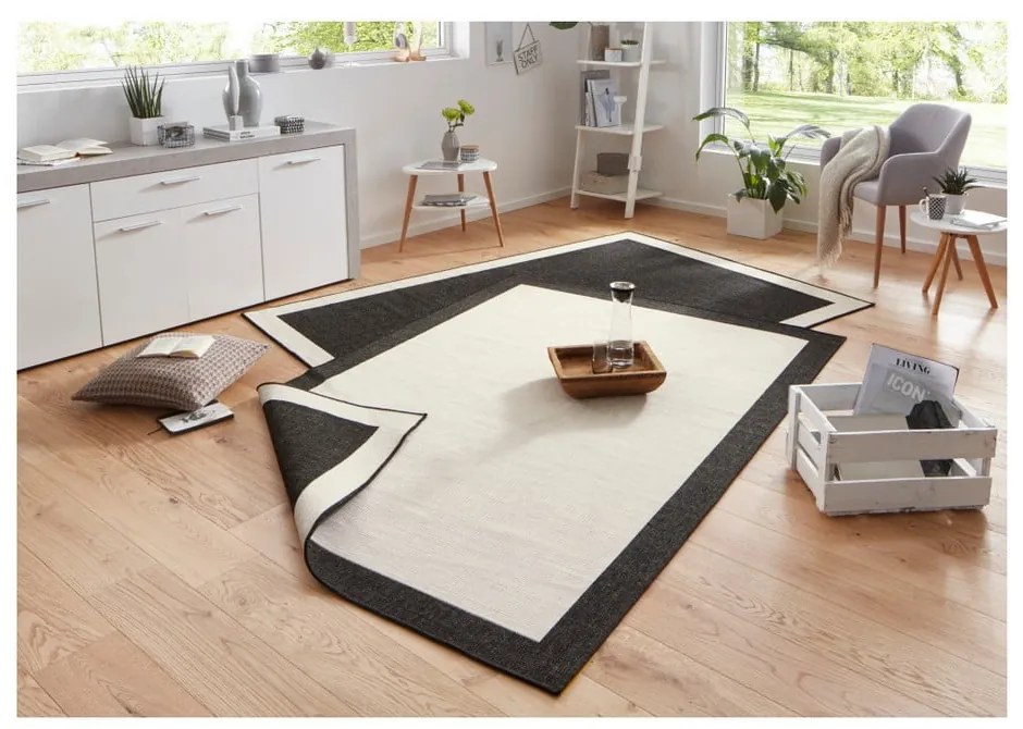 Черно-кремав килим за открито , 80 x 150 cm Panama - NORTHRUGS