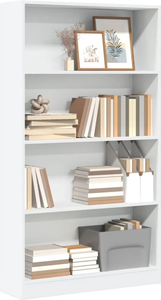 857844 vidaXL Библиотека, бяла, 80x24x143 см, инженерно дърво