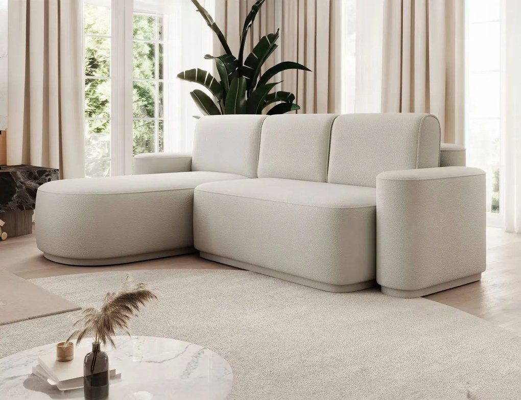 Ъглов диван Luxora-Светло бежов-ляв