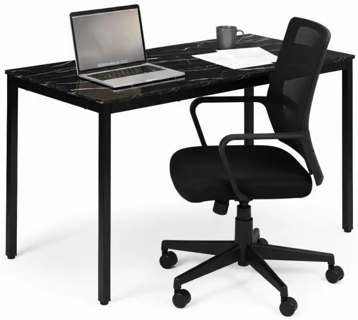 Кухненска маса черен мрамор 120 x 60 cm - универсална маса за 4-5 души