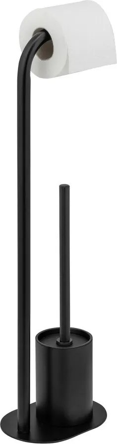 Черна стоманена поставка за тоалетна хартия стойка с четка Levante – Wenko