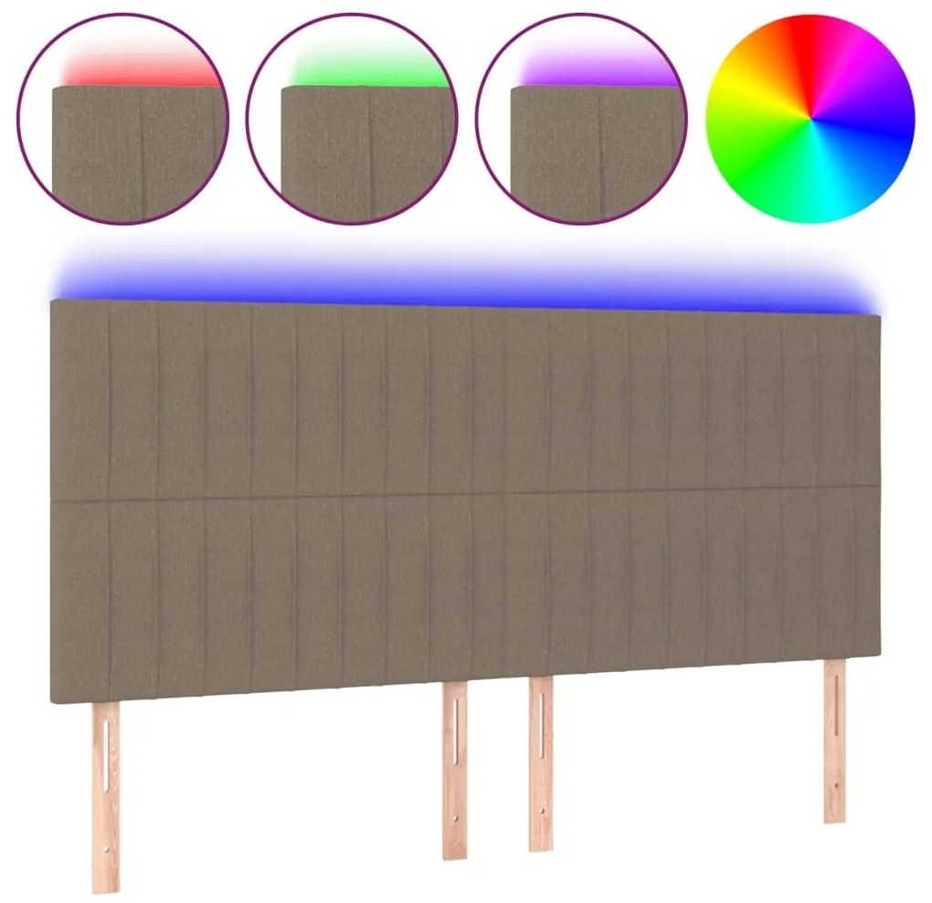3122680 vidaXL LED горна табла за легло, таупе, 180x5x118/128 см, плат