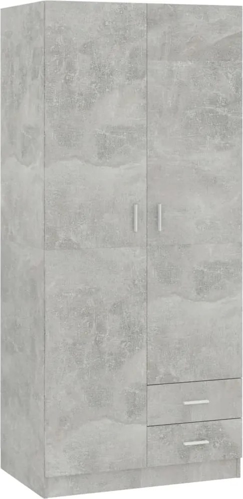 800643 vidaXL Гардероб, бетонно сив, 80x52x180 см, инженерно дърво