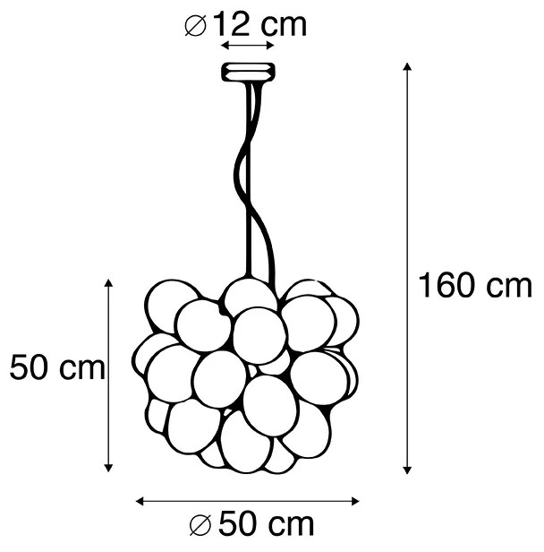 Дизайнерска висяща лампа черна с димно стъкло 8-светлини - Uvas