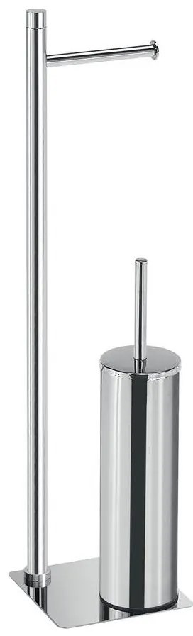 Gedy - Тоалетна четка на стойка с държач за тоалетна хартия TRILLY, гланцов хром