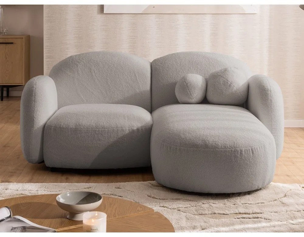 Сив ъглов диван от прежда с примки от букле (десен ъгъл) Orbit – Ropez