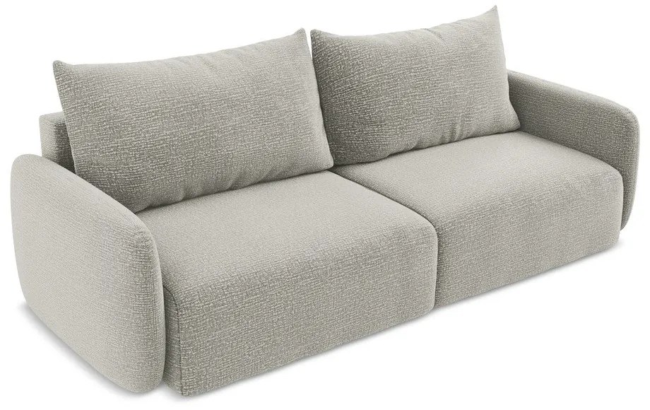 Светлосив разтегателен диван с място за съхранение 238 cm Kalena – Makamii