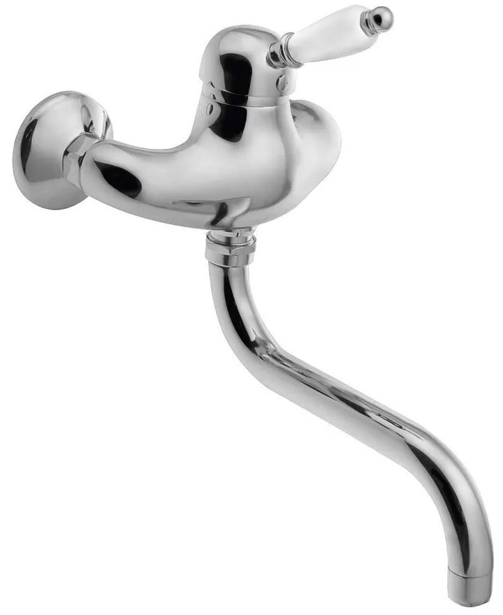 Стенна батерия за мивка в сребрист цвят (1 изход) Kirké White – Sapho