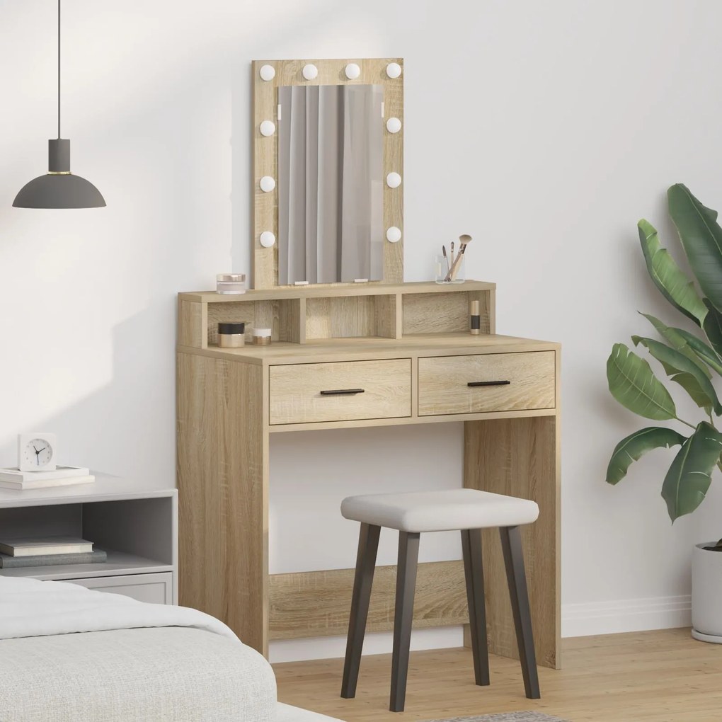 Sonata H Тоалета с LED лампи Сонома Дъб 79x41x140 см