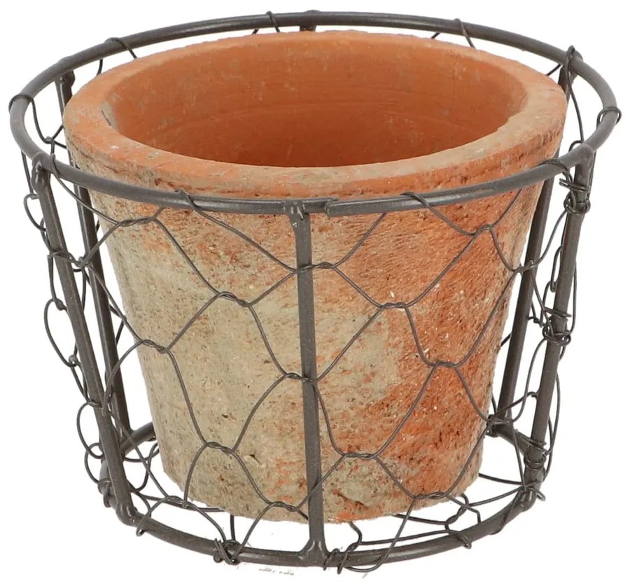 Телена кошница със саксия от теракота с отвор за оттичане Esschert Design - Esschert Design