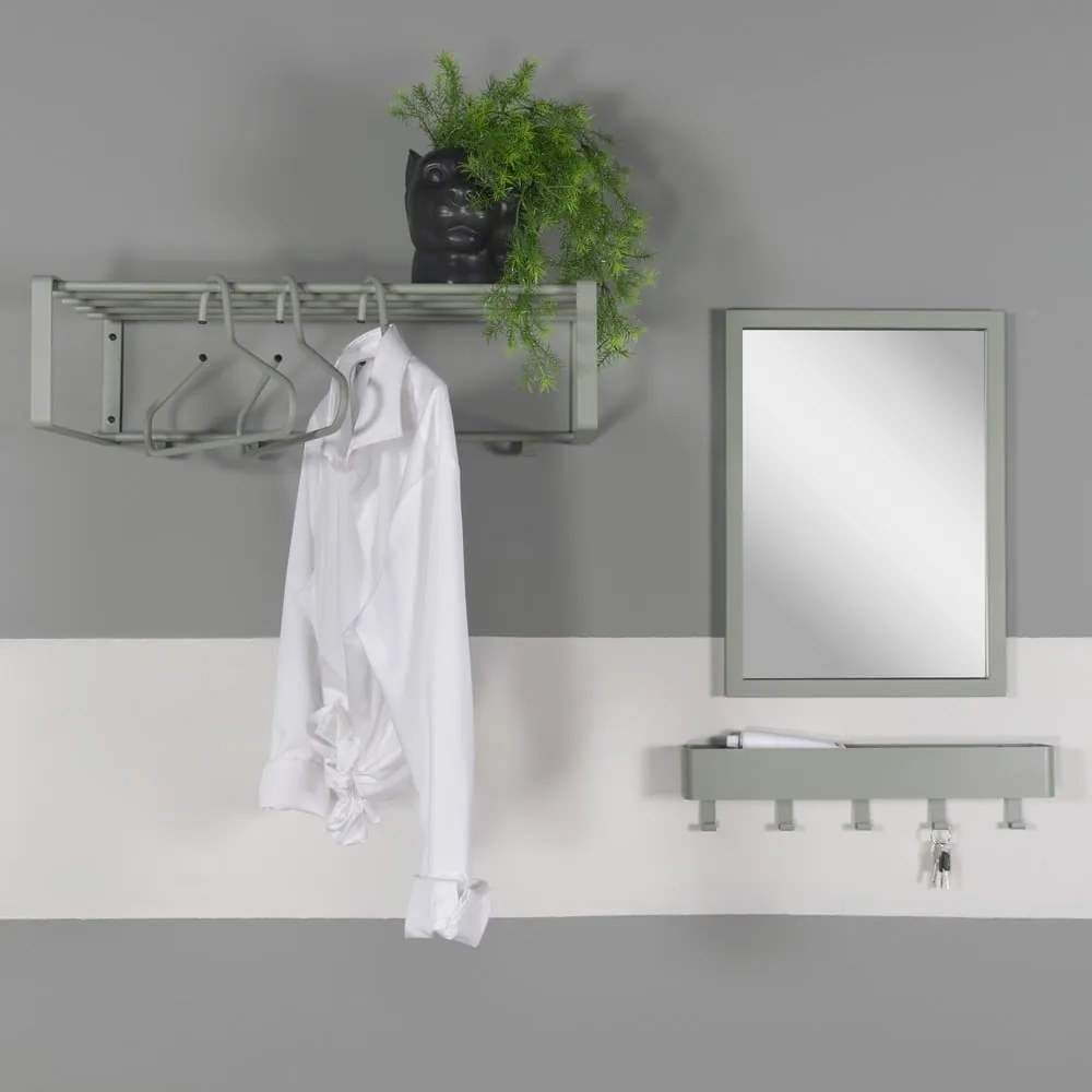 Сиво-зелена метална стенна закачалка с рафт 52 cm Dax Play – Spinder Design