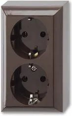 GAO Контакт шуко ДВОЕН 16A КАФЯВ открит монтаж IP20  - 0510076777H