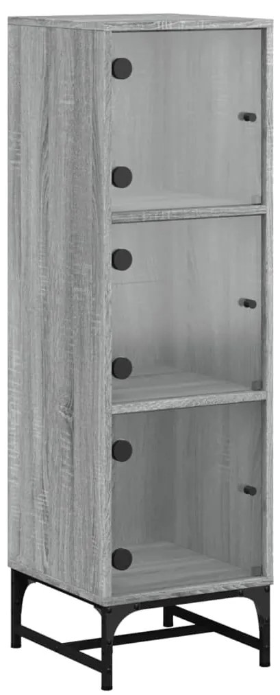 836565 vidaXL Висок шкаф със стъклена врати, сив сонома, 35x37x120 см