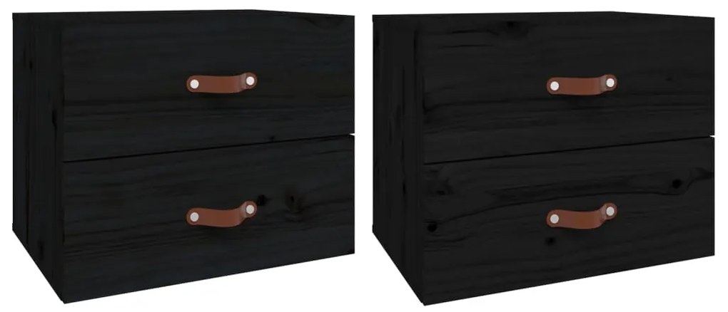 820985 vidaXL Нощни шкафчета за стенен монтаж, 2 бр, черни 50x36x40 см