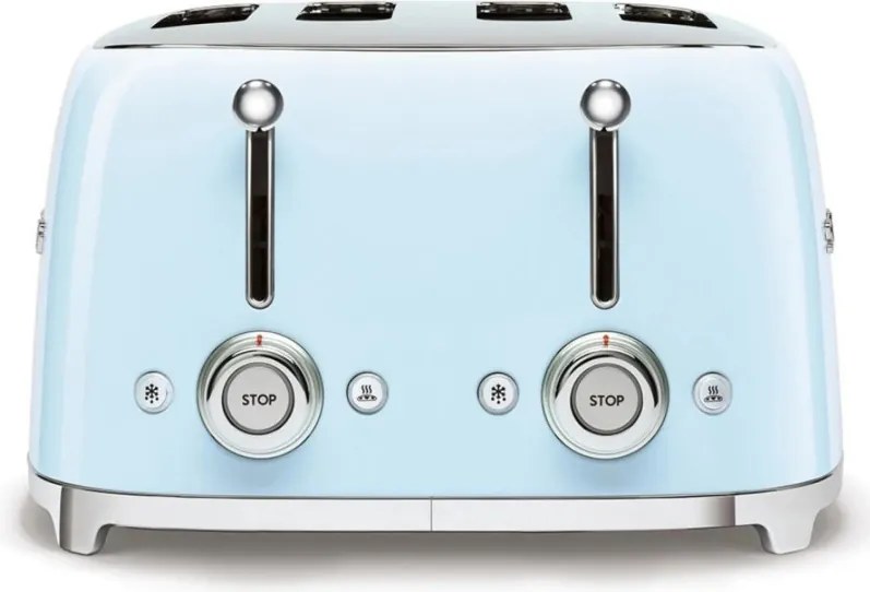 Тостер за хляб SMEG 50's Style TSF03PBEU, 2000W, 4 филии, 6 нива, Тавичка за трохи, Вграден кабел, Неръждаема стомана, Син