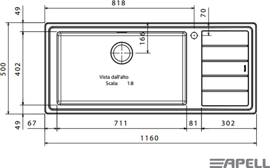 Мивка Apell Linear LNP1161-Aristera