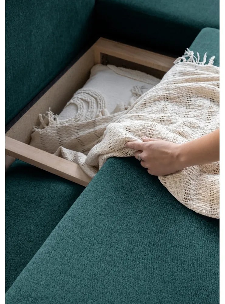 Тюркоазен ъглов разтегателен диван десен ъгъл Scandic Lagom - Miuform