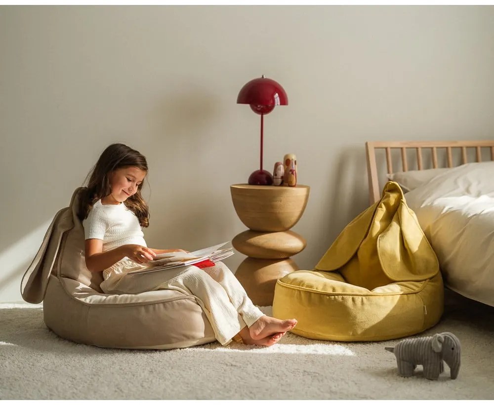 Жълт кадифен детски пуф Bunny – Wigiwama