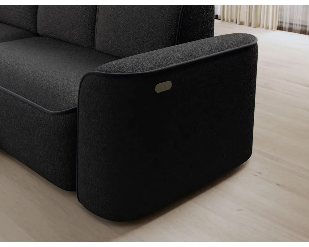 Антрацитен ъглов диван от букле (ляв ъгъл) Ume – ELTAP