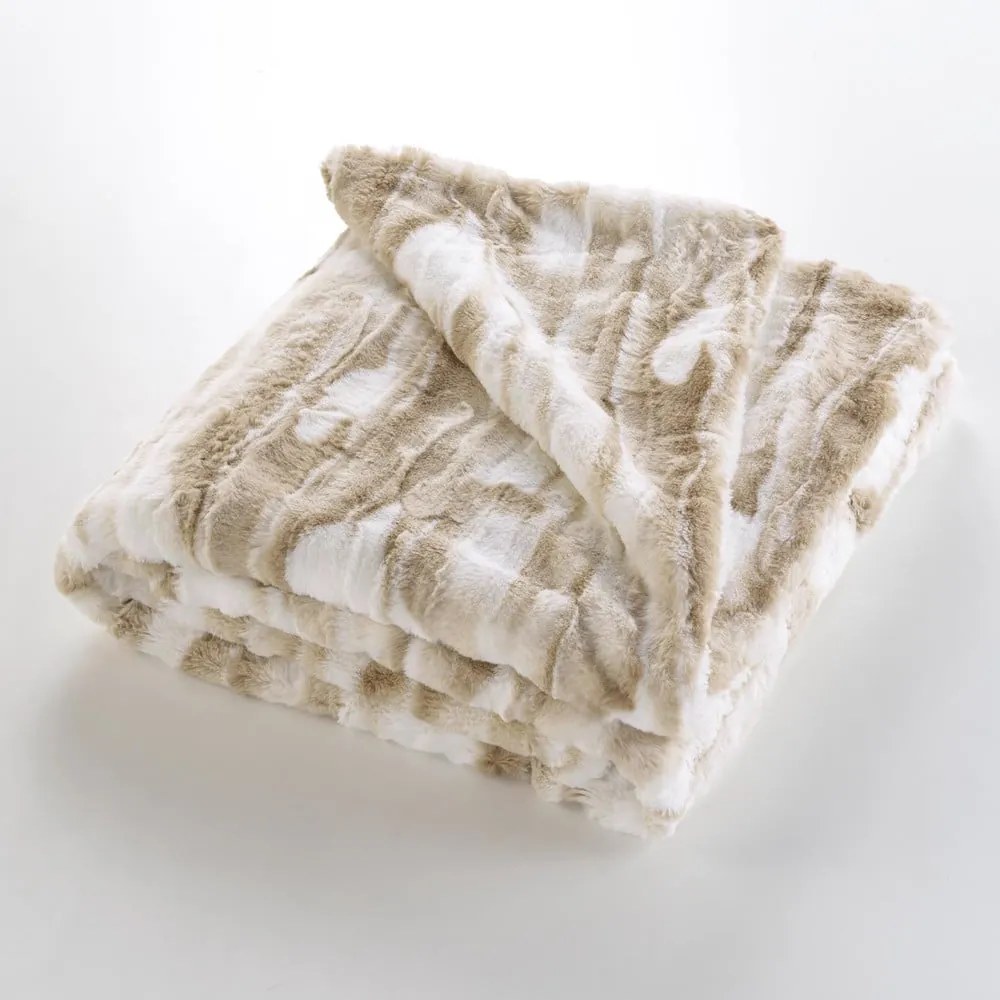 Бежово одеяло от изкуствена кожа 180x220 cm Cheyenne – douceur d'intérieur