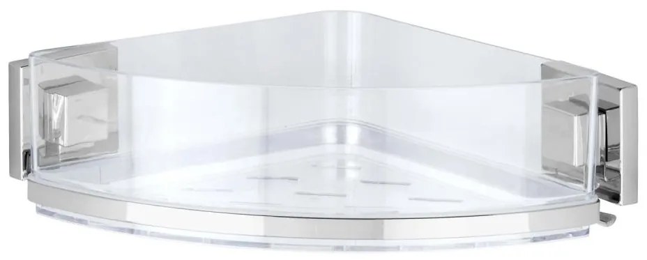 WENKO 22686100-Ъглова полица VACUUM-LOC QUADRO ED 28x19,5 см сребърна/прозрачна