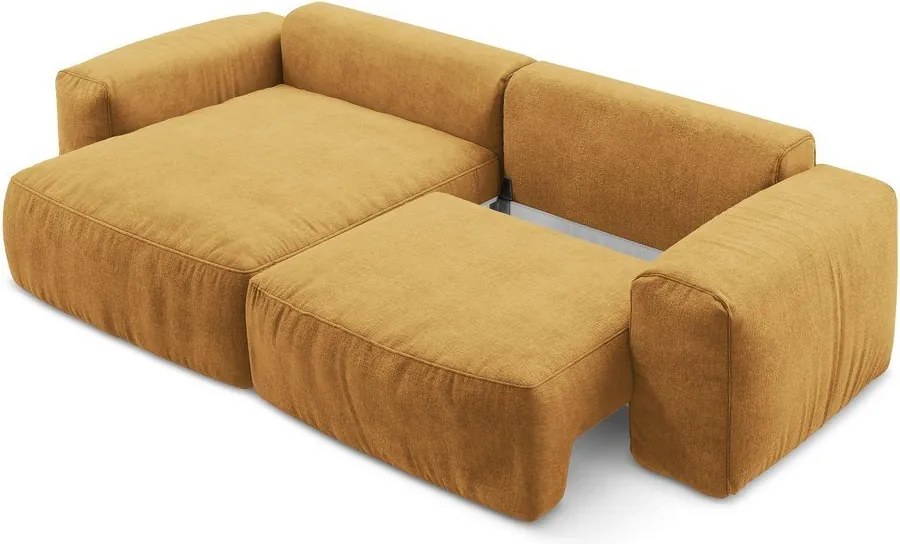 Шенилов сгъваем ъглов диван в цвят горчица (ляв ъгъл) Kuki – Makamii