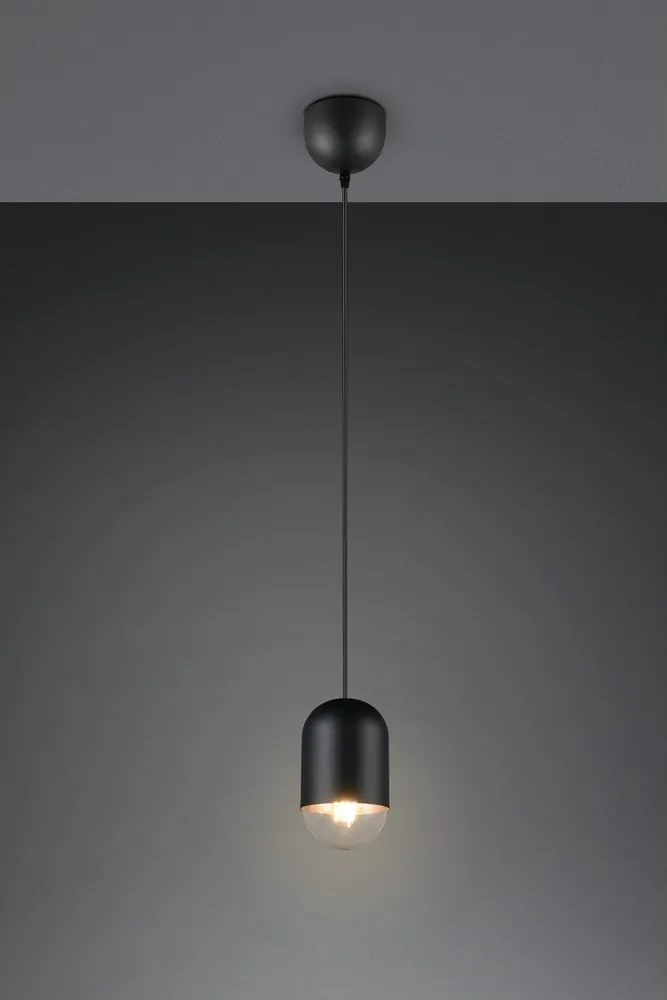 Черно метално висящо осветително тяло ø 11 cm Nara – Reality