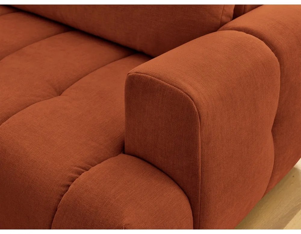 Сгъваем/с място за съхранение ъглов диван в тухлен цвят (ляв ъгъл/L форма) Fuji – Bobochic Paris