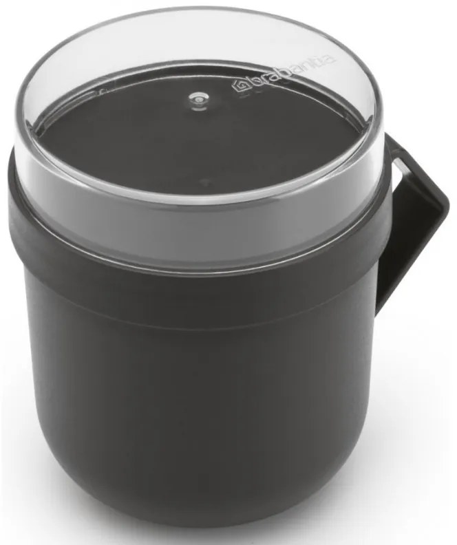 Чаша за супа с капак Brabantia Make&Take 1006293, 600+180 мл, Винтов капак, Без BPA, Тъмносив