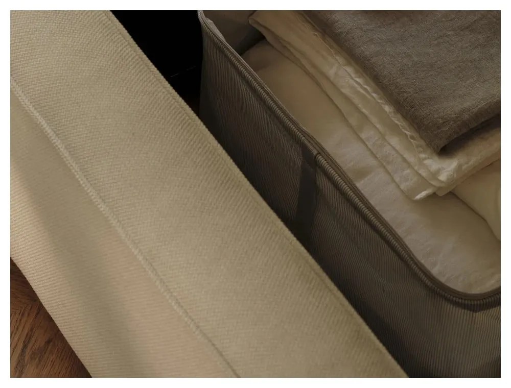 Бежово тапицирано двойно легло с място за съхранение и решетка 140x200 cm Arendal - Cosmopolitan Design