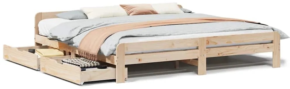 3309026 vidaXL Рамка за легло без матрак 200x200 см масивна чамова дървесина