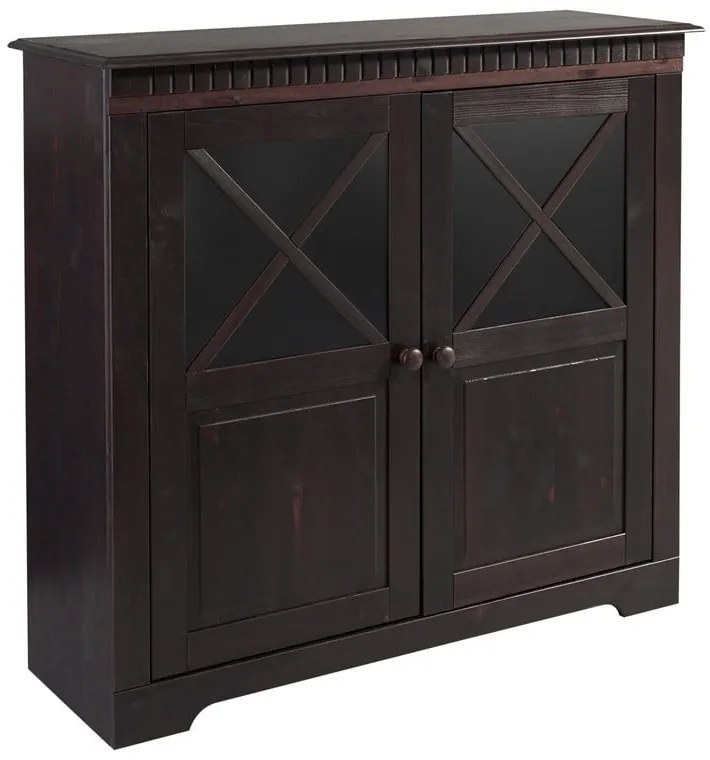 Тъмнокафява витрина от масивен бор 95x35 cm Lisa – Støraa