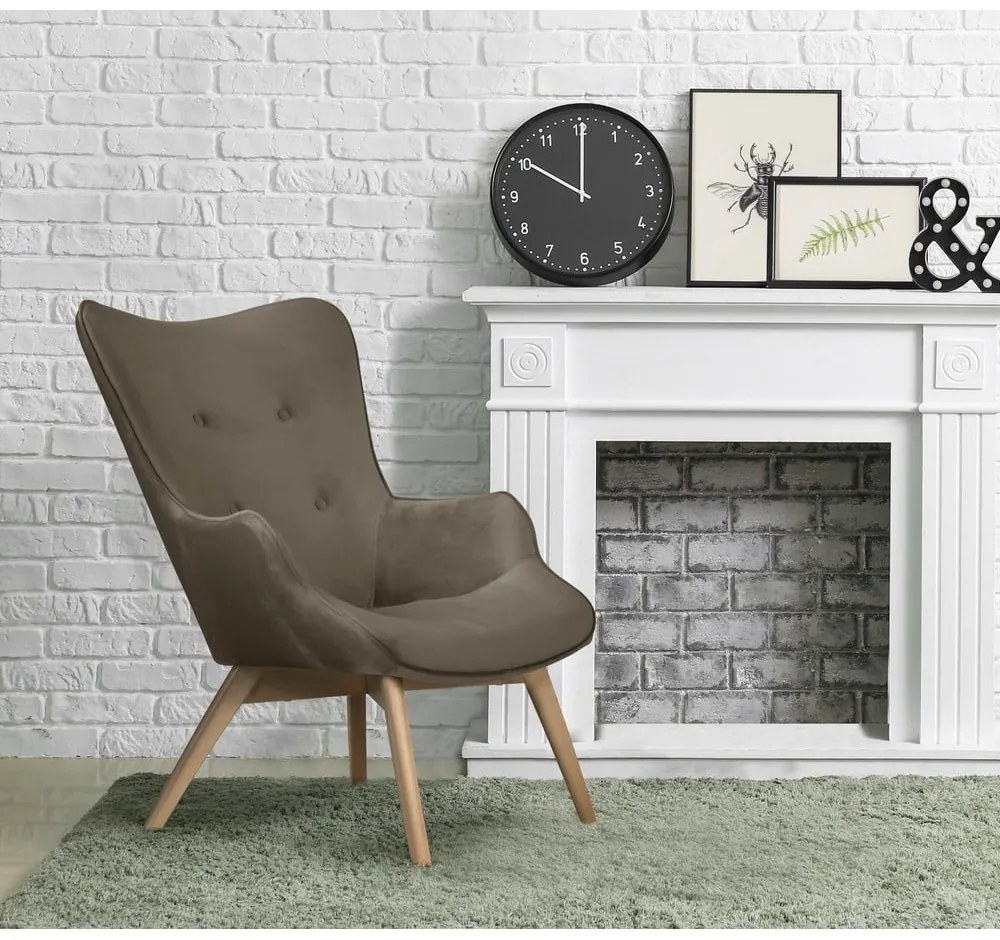 Светлокафяво кадифено кресло Niko – Ropez